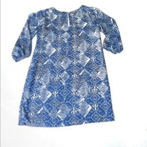 Piperlime Collection BOHO Blue White Abstract Print Pullover Dress Size Small - Picture 4 of 9